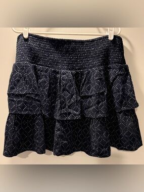 Universal Thread Black Tiered Smocked Mini Skirt with White Dot Diamond Print